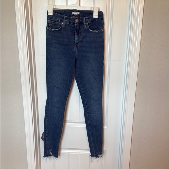Good American Denim - Good American Blue Skinny Jeans with Raw Hem